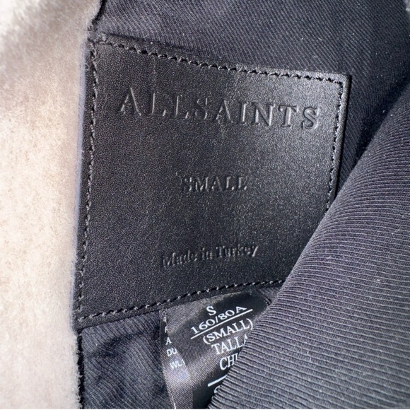 All Saints Duthie Leather/ Shearling Lined Reversible Coat S - Picture 4 of 6